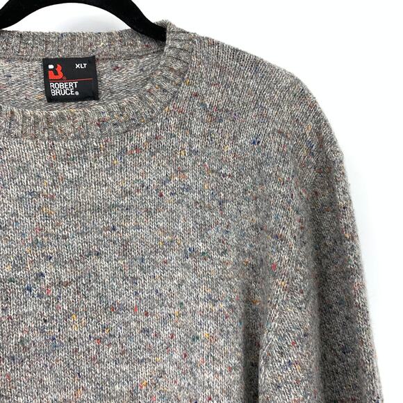 Robert Bruce Long Sleeve Crew Neck Wool Sweater Mens Size XLT Gray Marled Knit - Picture 3 of 5
